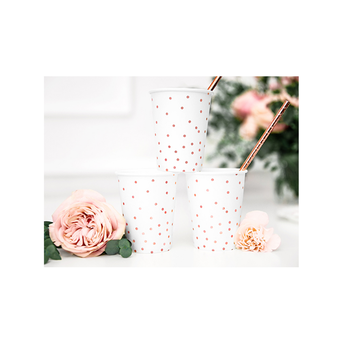 6 Pappbecher Trend - 260ml - Dots Weiß