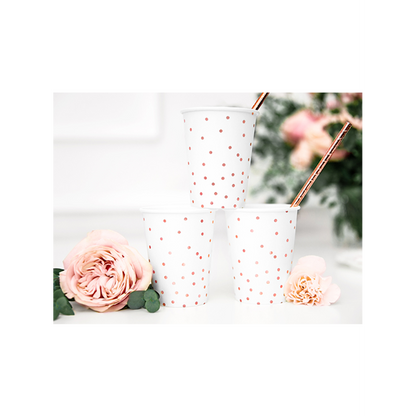 6 Pappbecher Trend - 260ml - Dots Weiß