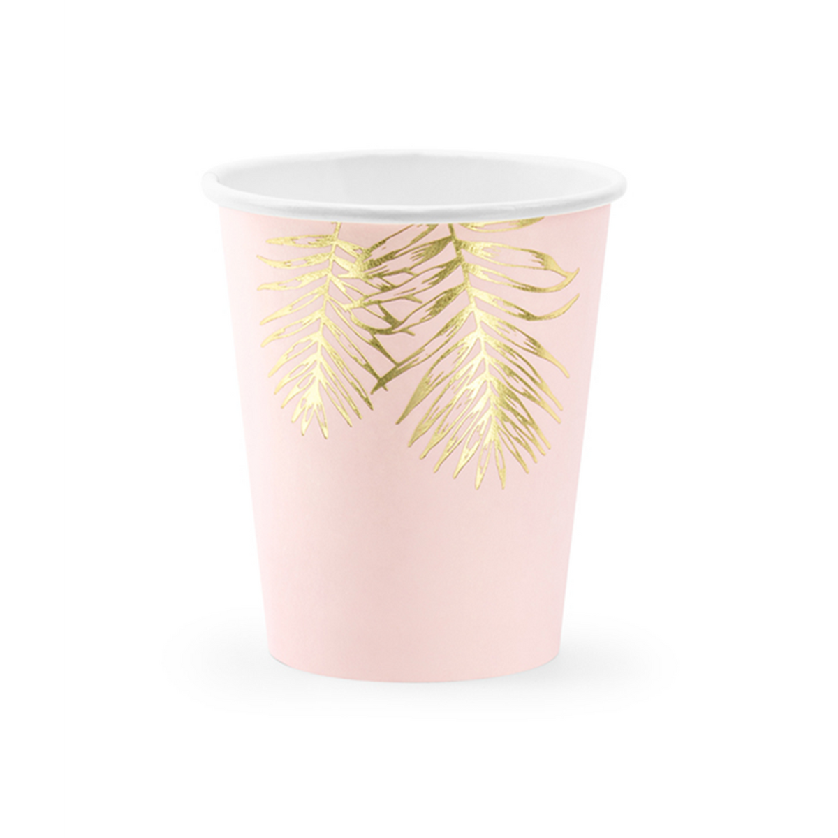 6 Pappbecher Trend - 220ml - Rosa Palmenblätter
