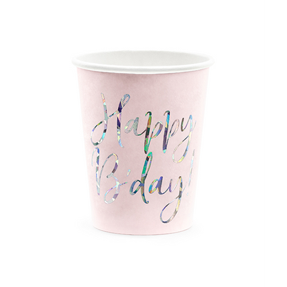 6 Pappbecher Trend - 220ml - Happy Birthday Shine