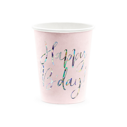 6 Pappbecher Trend - 220ml - Happy Birthday Shine