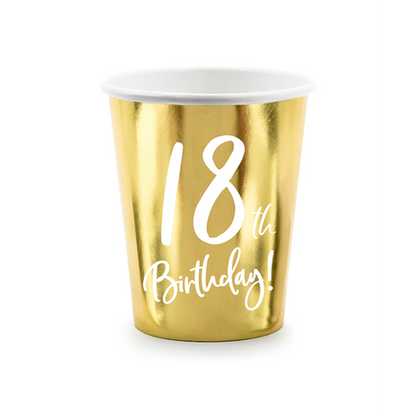 6 Pappbecher Trend - 220ml - 18th Birthday