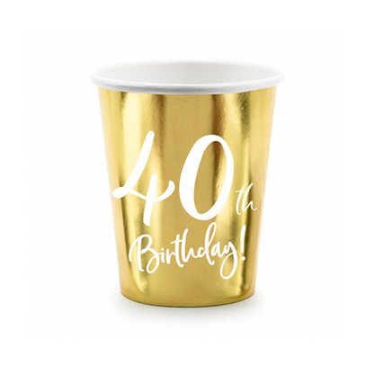 6 Pappbecher Trend - 220ml - 40th Birthday