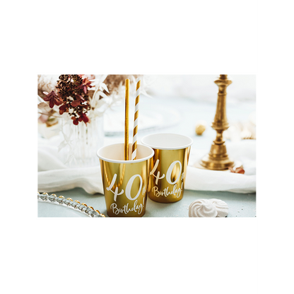6 Pappbecher Trend - 220ml - 40th Birthday