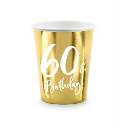 6 Pappbecher Trend - 220ml - 60th Birthday