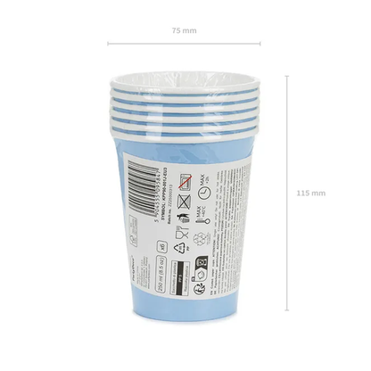 6 Pappbecher  - Hellblau - 250ml