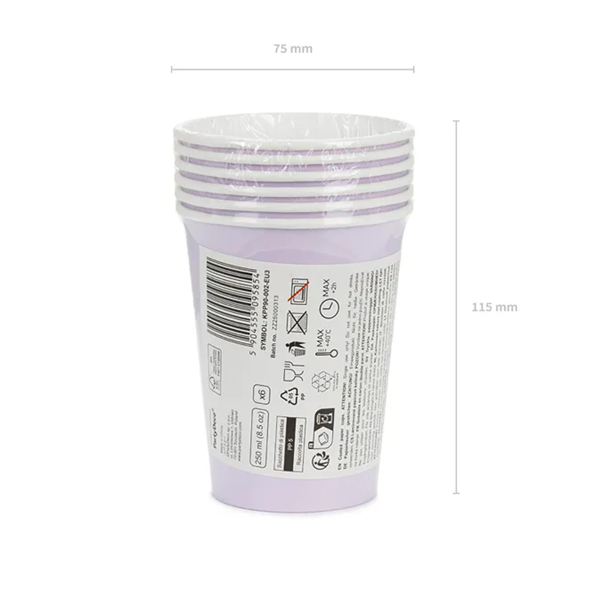 6 Pappbecher  - Lavendel - 250ml