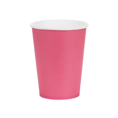 6 Pappbecher  - Dunkelrosa - 250ml