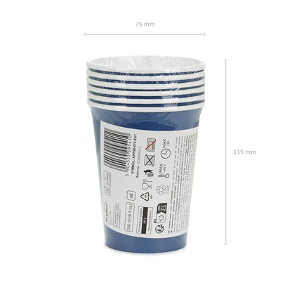 6 Pappbecher  - Dunkelblau - 250ml
