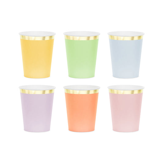 6 Pappbecher Trend - 220ml - Pastel Mix
