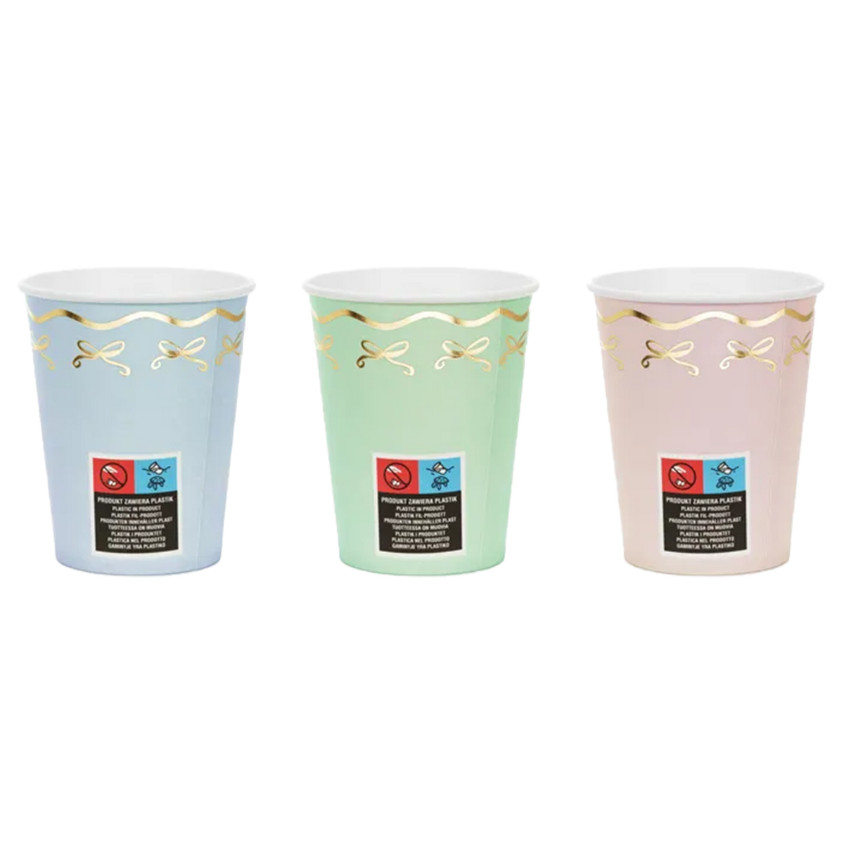 6 Pappbecher - 220ml - Bows