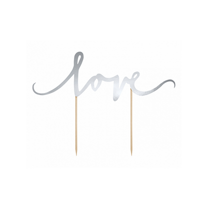 1 Cake Topper - Love - Silber