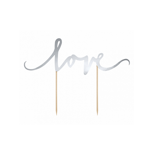 1 Cake Topper - Love - Silber