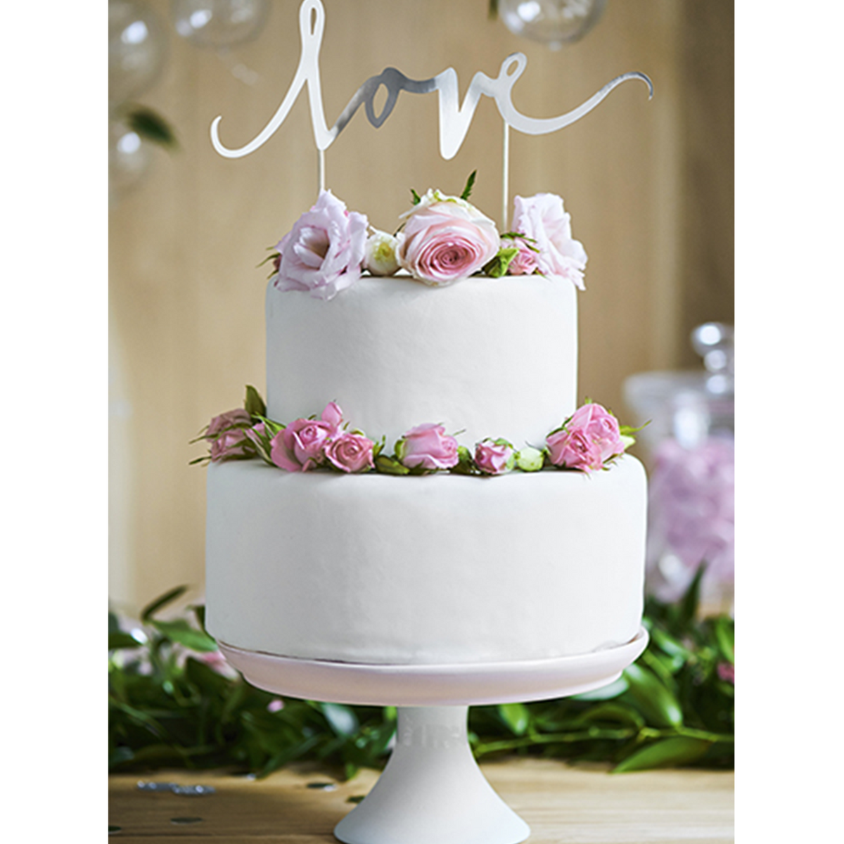 1 Cake Topper - Love - Silber
