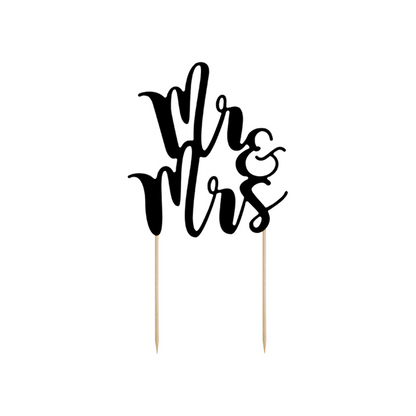 1 Cake Topper - Mr & Mrs - Schwarz