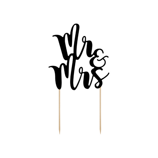 1 Cake Topper - Mr & Mrs - Schwarz