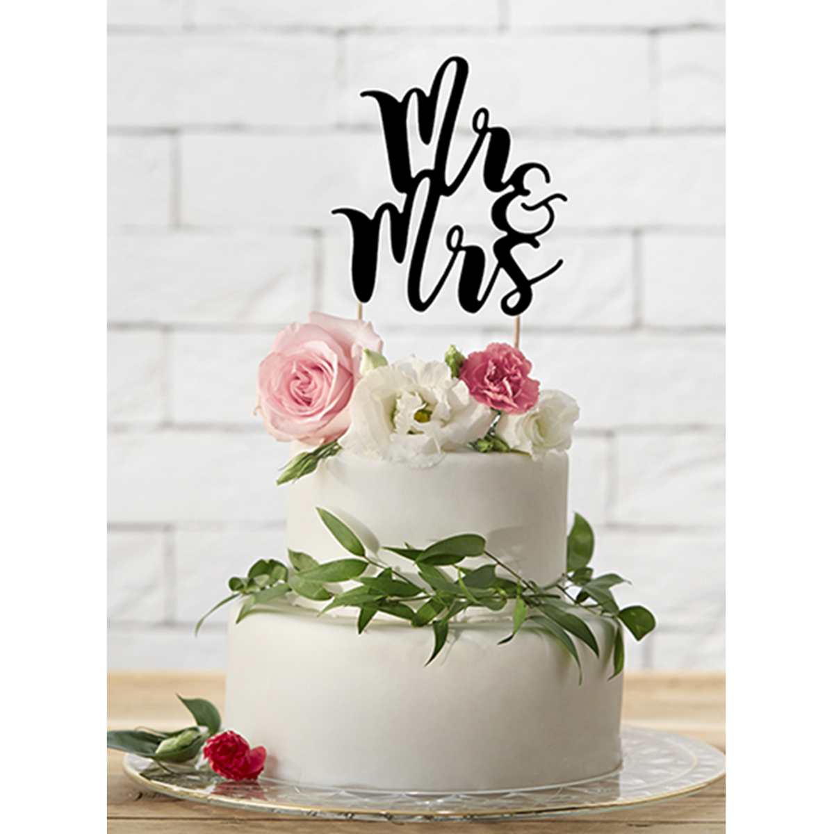 1 Cake Topper - Mr & Mrs - Schwarz