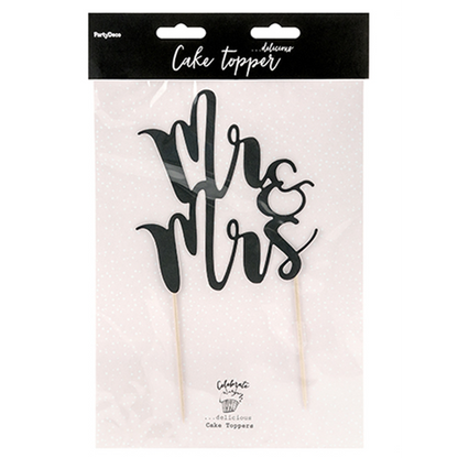 1 Cake Topper - Mr & Mrs - Schwarz