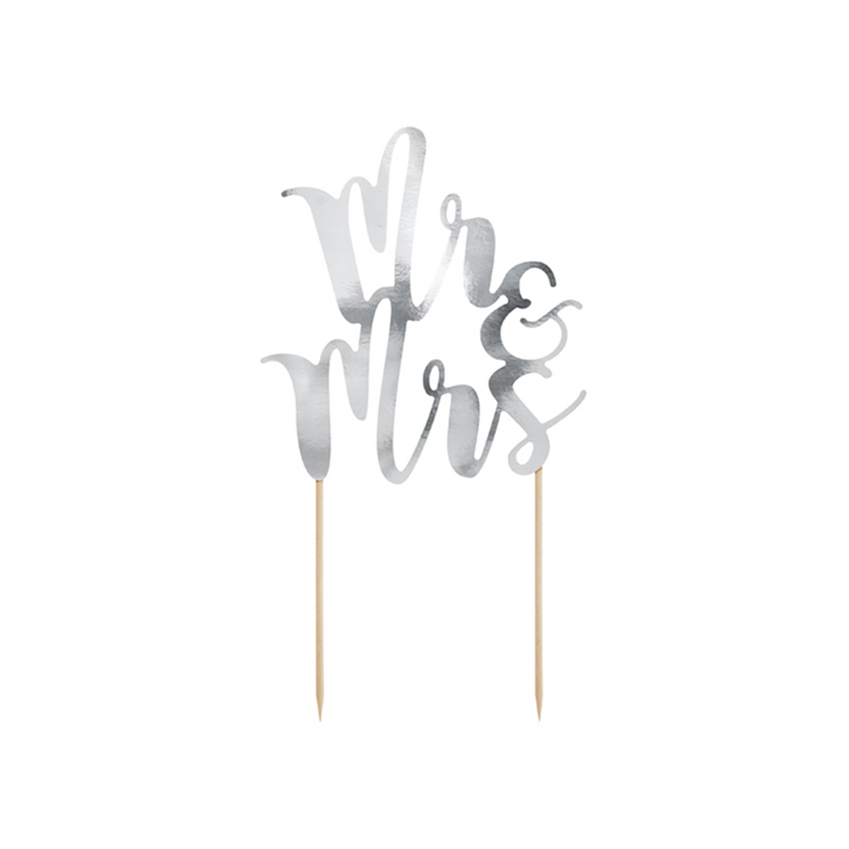 1 Cake Topper - Mr & Mrs - Silber