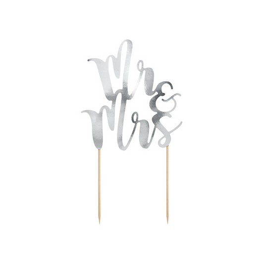1 Cake Topper - Mr & Mrs - Silber