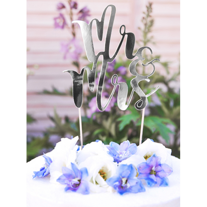 1 Cake Topper - Mr & Mrs - Silber