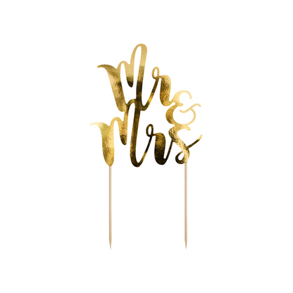 1 Cake Topper - Mr & Mrs - Gold
