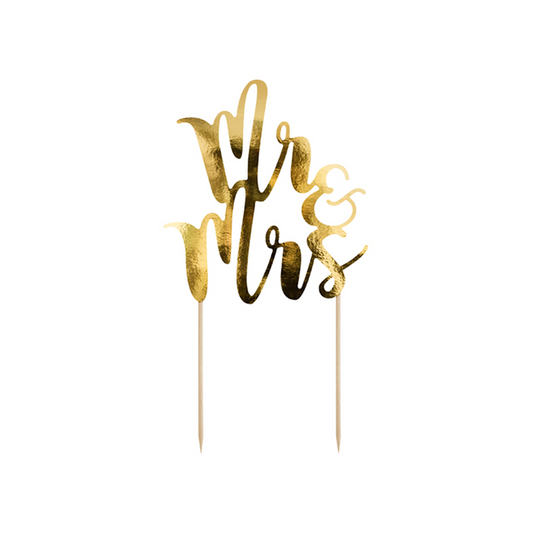 1 Cake Topper - Mr & Mrs - Gold