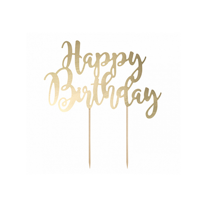 1 Cake Topper - Happy Birthday - Gold