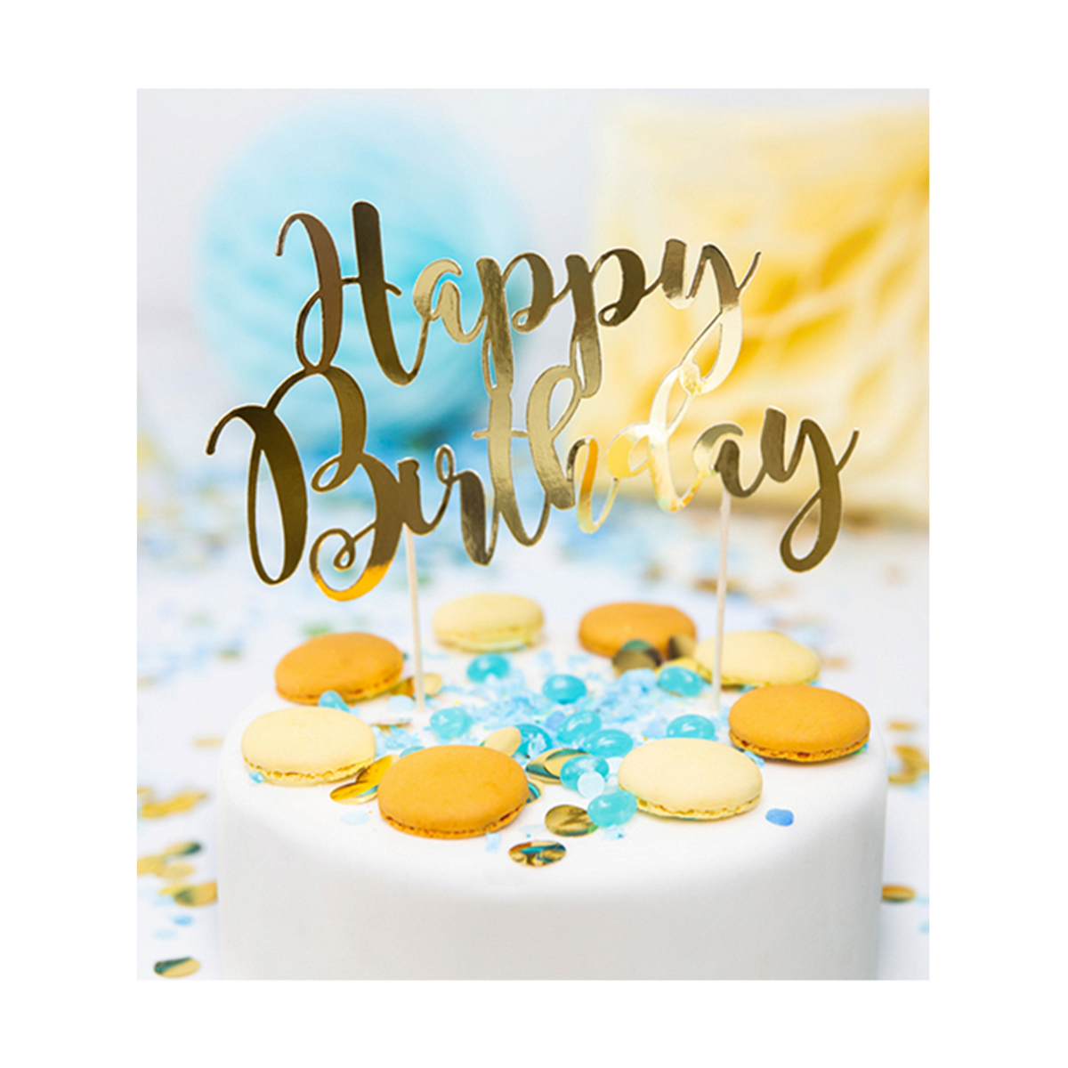 1 Cake Topper - Happy Birthday - Gold