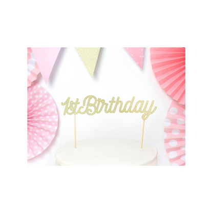 1 Cake Topper - 1st Birthday - Gold