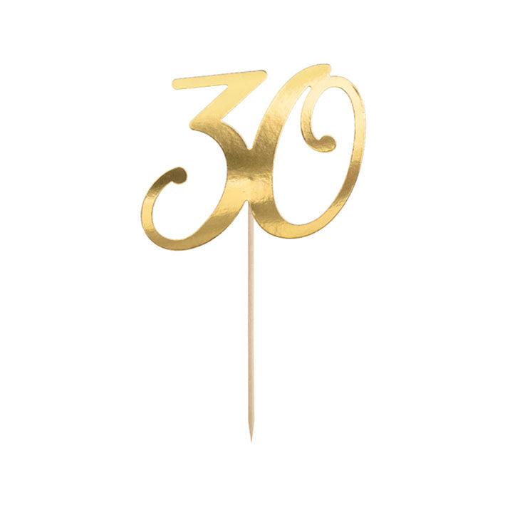 1 Cake Topper - 30 - Gold