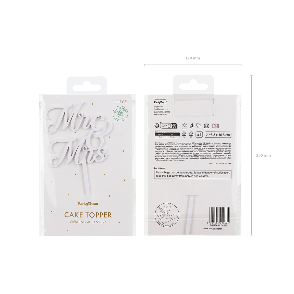 1 Acryl Cake Topper - MR & MRS - Weiß