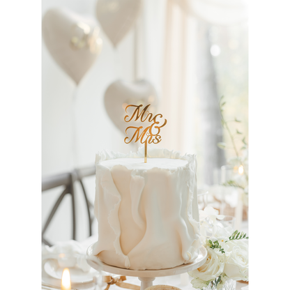 1 Acryl Cake Topper - MR & MRS - Gold