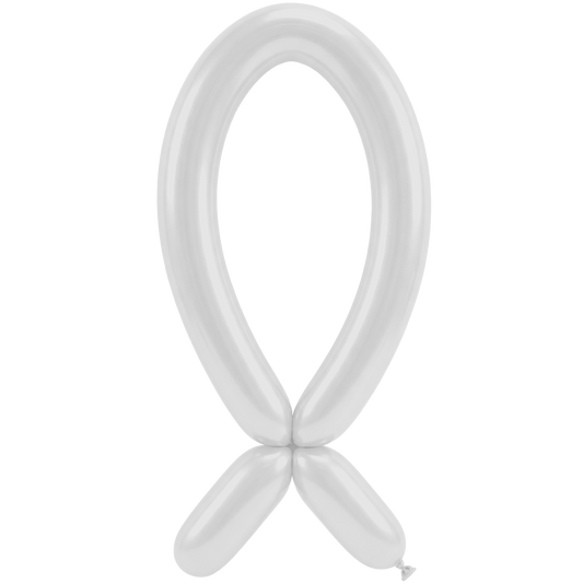 50 Modelling Balloons - Nozzle up - 5x152cm -  Pearl White