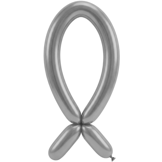 50 Modelling Balloons - Nozzle up - 5x152cm -  Pearl Silver