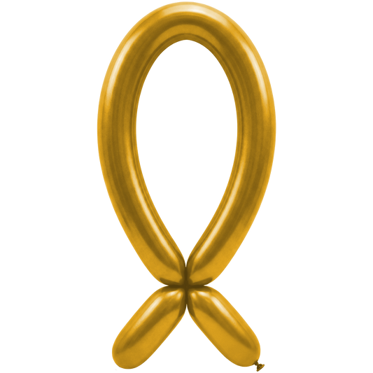 50 Modelling Balloons - Nozzle up - 5x152cm -  Metallic Gold
