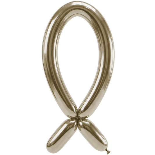 50 Modelling Balloons - Nozzle up - 5x152cm -  Silk Gold Dust
