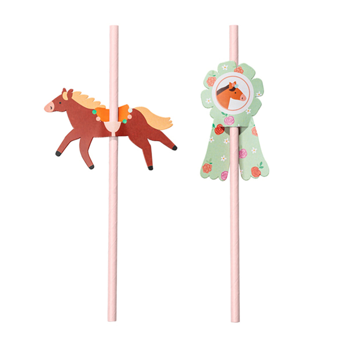 6 Papierstrohhalme - Horses