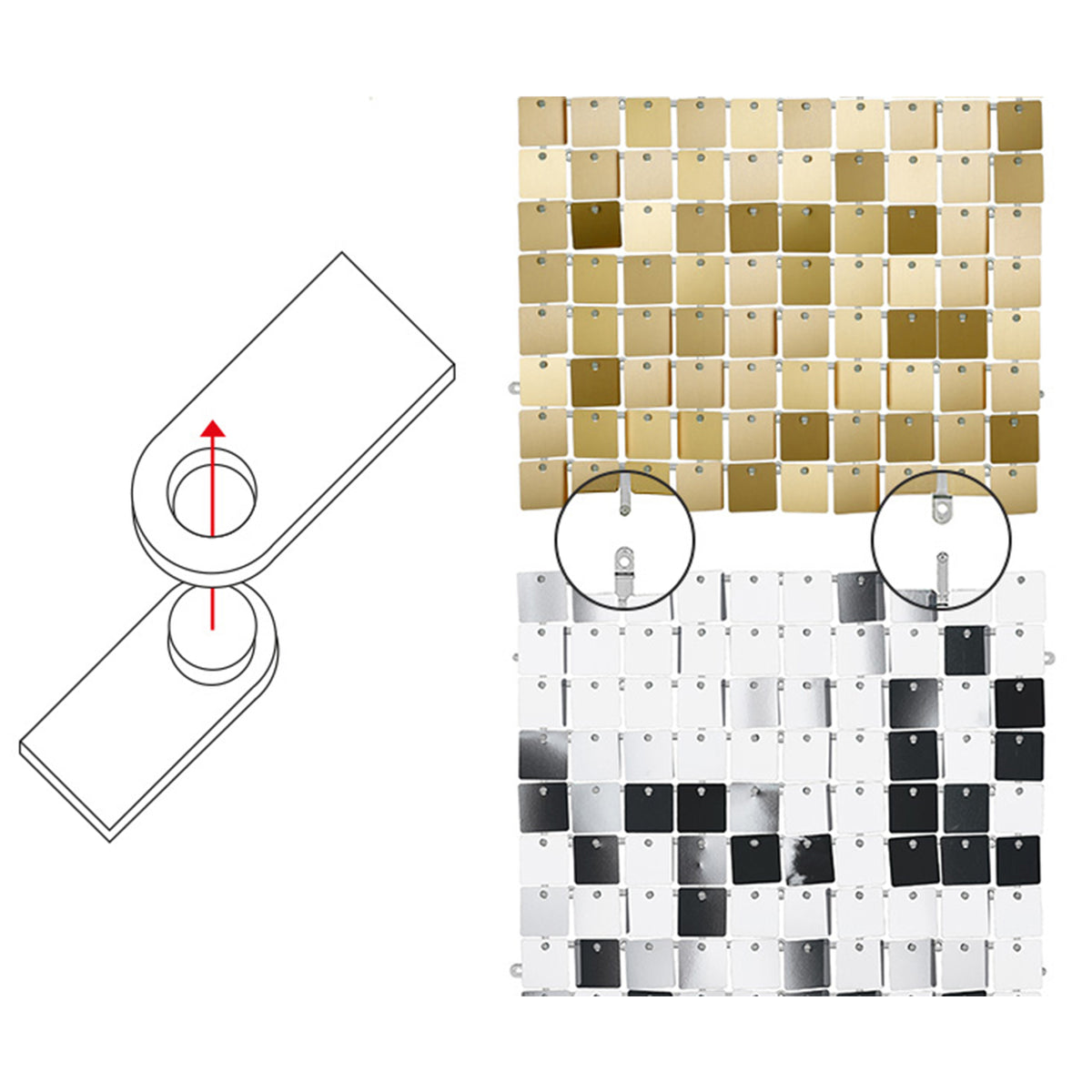 1 Pailetten Hintergrund - 30x30cm - Gold