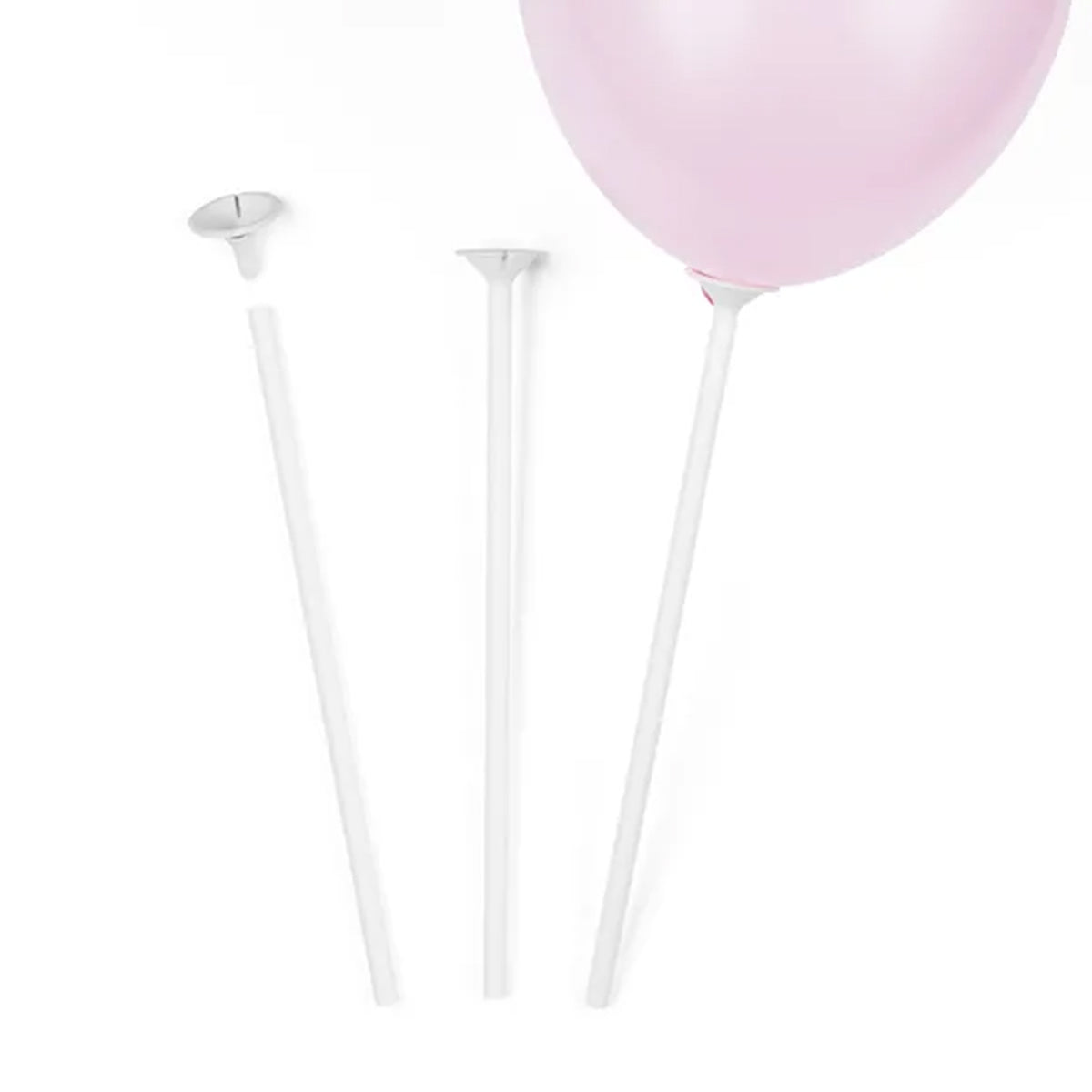 100 Ballonstäbe mit Bechern 30 cm
