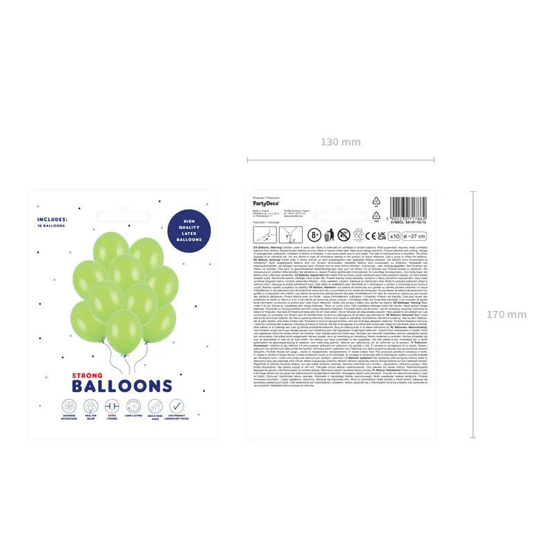 10 Luftballons - Ø 27cm - Pastell Lime Green