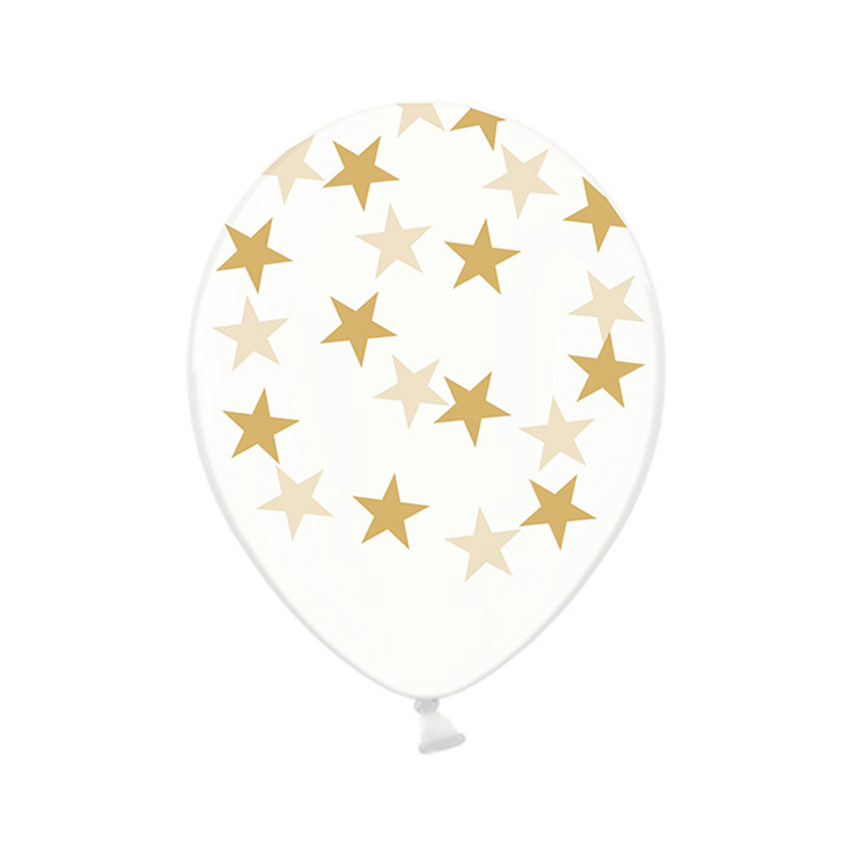 6 Motivballons Clear - Ø 30cm - Stars - Gold