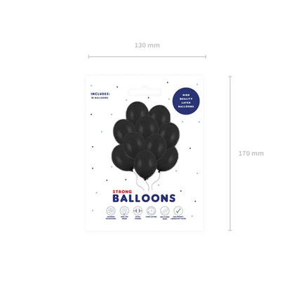 10 Luftballons - Ø 30cm - Schwarz
