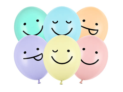 6 Motivballons - Ø 30cm - Happy Faces