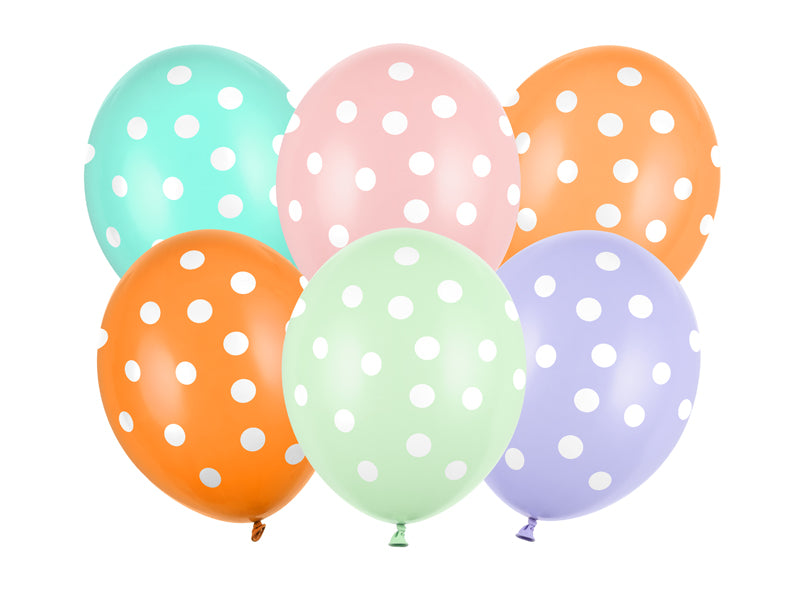 6 Motivballons - Ø 30cm - Dots - Mix
