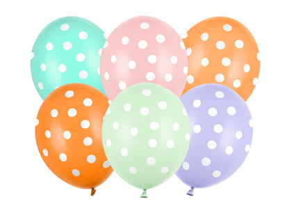 6 Motivballons - Ø 30cm - Dots - Mix