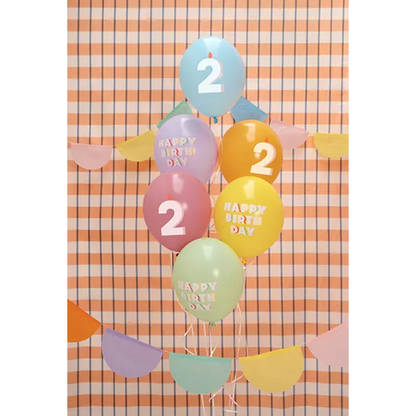 6 Motivballons - Ø 30 cm - Happy Birthday 2 - Mix