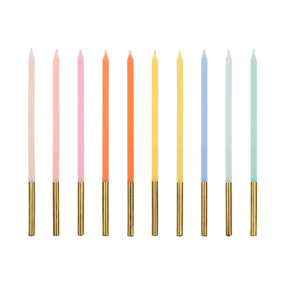 10 Kuchenkerzen XL - Bunt mit Gold
