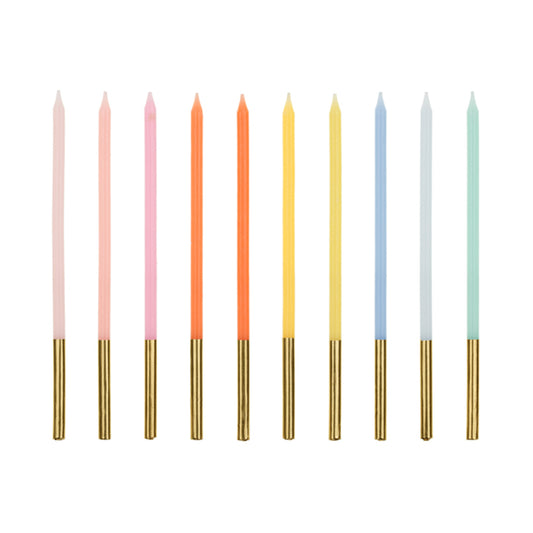 10 Kuchenkerzen XL - Bunt mit Gold