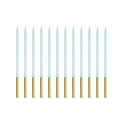 12 Kuchenkerzen XL - Light blue Gold